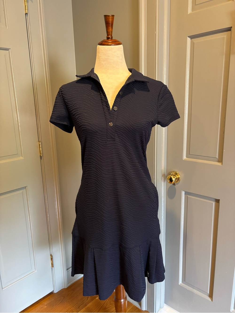 J. McLaughlin Navy Textured Polo Dress
